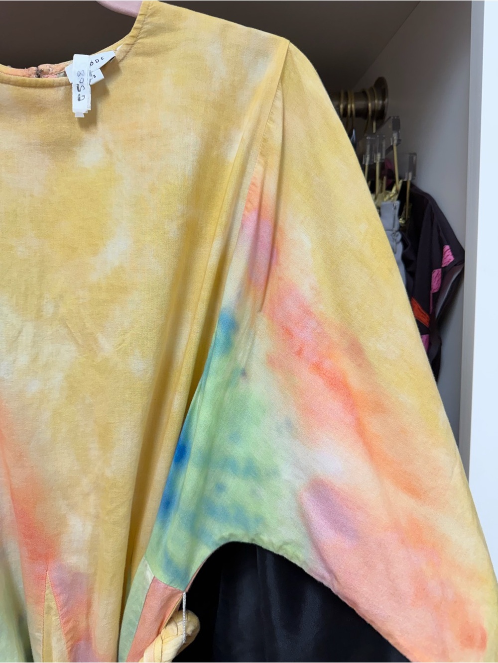 Rhode Tie-Dye Yellow Multicolor Boho Kimono with Braided Belt - Picture 3 of 5